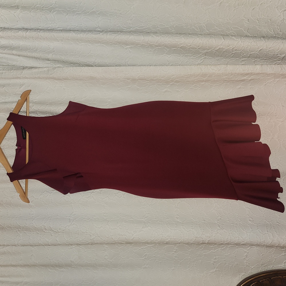 Banana Republic Elegant Burgundy Ruffle Hem Dress 4P